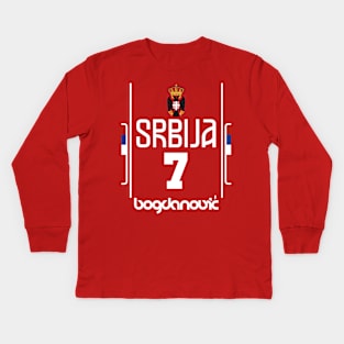 Bogdan Bogdanovic Retro Serbia Euro Basketball Fan Art Kids Long Sleeve T-Shirt